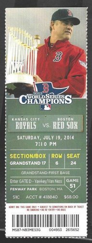 Kansas City Royals Boston Red Sox 2014 Ticket Mike Napoli HR Jarrod Dyson Omar Infante