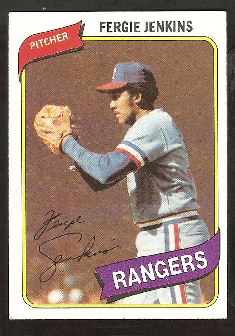 1980 Topps Baseball Card # 390 Texas Rangers Fergie Jenkins ex-em