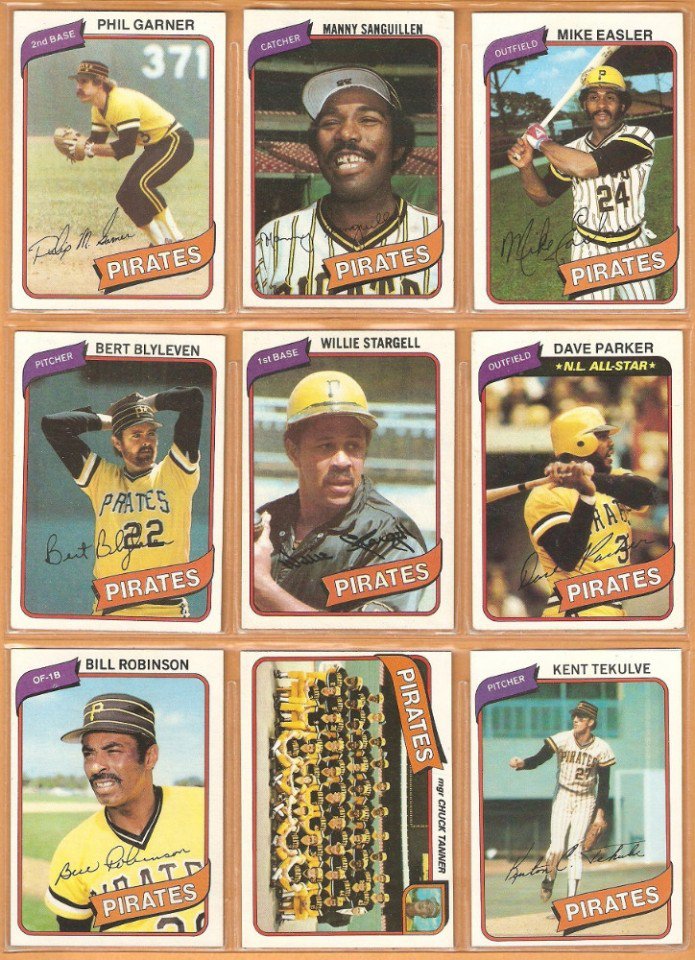 1980 Topps Pittsburgh Pirates Team Lot 30 Willie Stargell Bill Madlock Bert Blyleven +