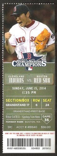 Cleveland Indians Boston Red Sox 2014 Ticket Michael Brantley Nick Swisher HR