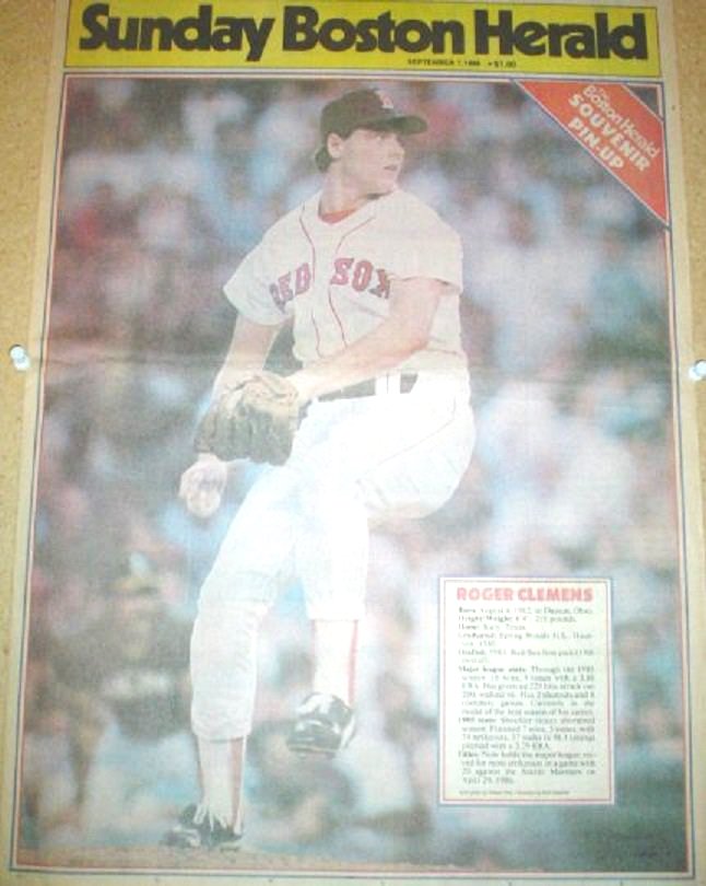 Boston Red Sox Roger Clemens 1986 Newspaper Poster