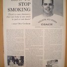 Otto Graham 1963 Bantron Stop Smoking Ad Naval Academy Navy Cleveland Browns
