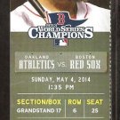Oakland A's Athletics Boston Red Sox 2014 Ticket Pierzynski HR Yoenis Cespedes