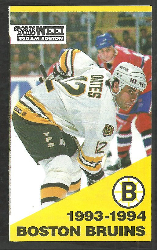 1993 1994 Boston Bruins Pocket Schedule Adam Oates Budweiser Beer Sports Radio WEEI