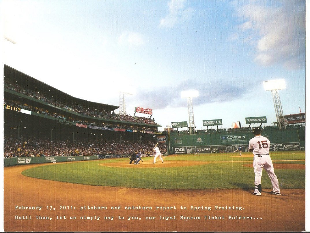 2010-2011 Boston Red Sox Thank You Photo Folder Fenway Game Photo