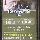 Baltimore Orioles Boston Red Sox 2014 Ticket Mike Napoli David Ross HR