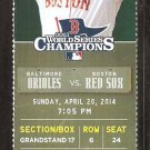 Baltimore Orioles Boston Red Sox 2014 Ticket Nelson Cruz Jonny Gomes HR Adam Jones
