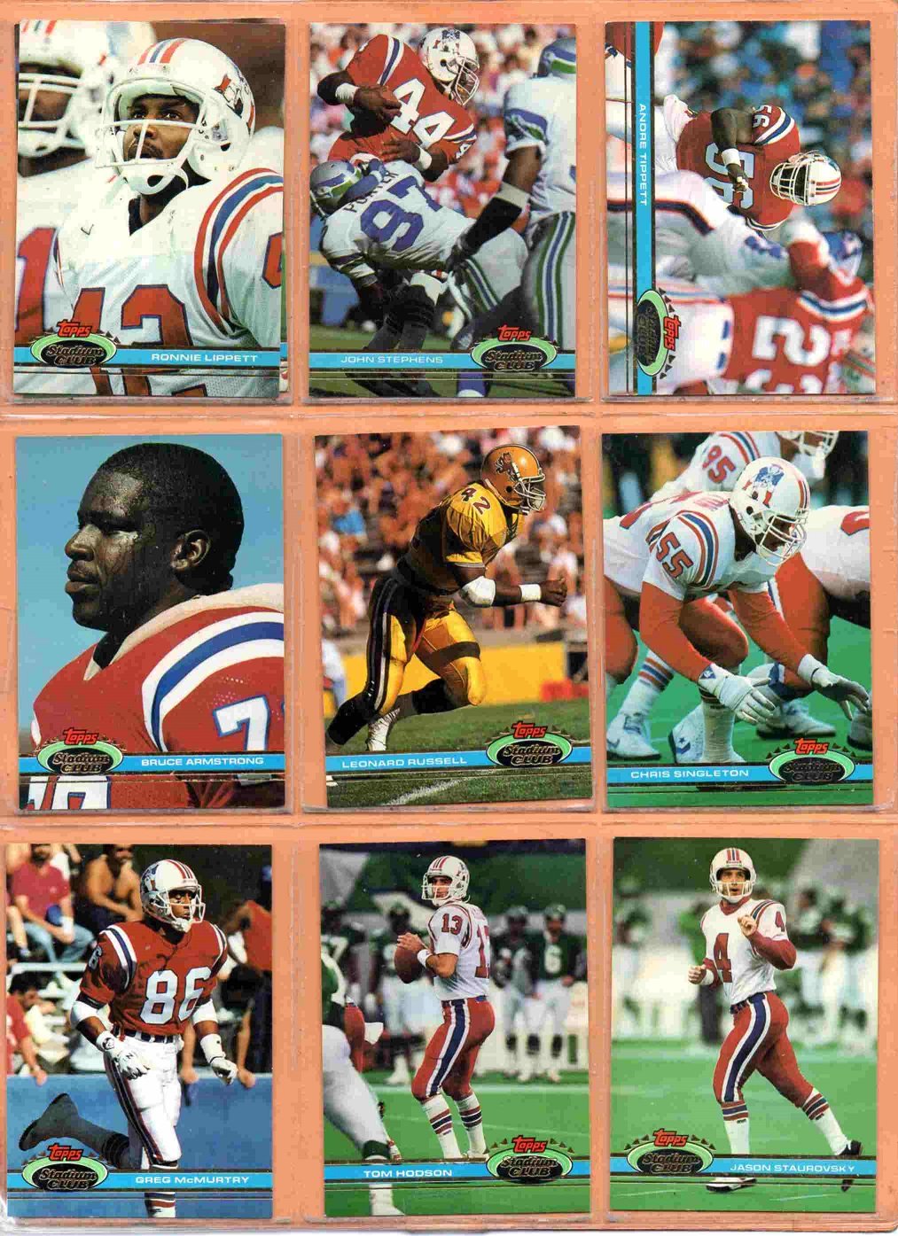 1991 Topps Stadium Club New England Patriots Team Lot 14 Andre Tippett Irving Fryar !