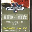 Milwaukee Brewers Boston Red Sox 2014 Ticket Ryan Braun Khris Davis 2 hits