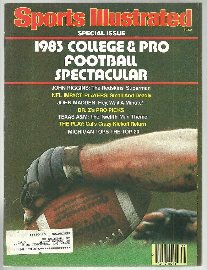 1983 Sports Illustrated NFL College Football Issue Washington Redskins John Riggins