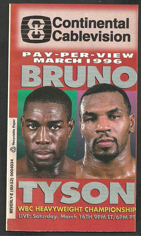 1996 Mike Tyson Frank Bruno WBC Heavyweight Championship Cover Photo PPV Promotional Brochure
