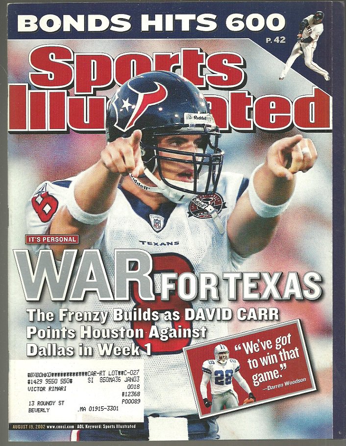 2002 Sports Illustrated Houston Texans San Francisco Giants Atlanta Braves Miami Hurricanes Cowboys