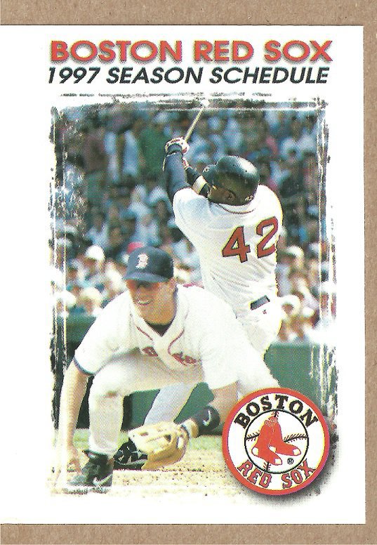 1997 Boston Red Sox Pocket Schedule Miller Lite Beer Mo Vaughn Tim Naehring !