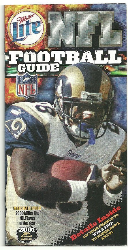 2001 Miller Lite Beer NCAA NFL Football Guide St Louis Rams Marshall Faulk
