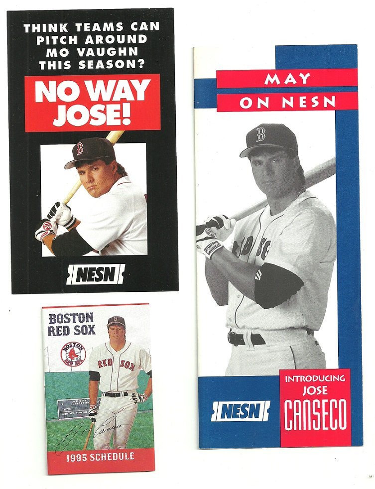 1995 Boston Red Sox Sox Jose Canseco 3 diff Items Pocket Schedule Flyer Brochure xx!