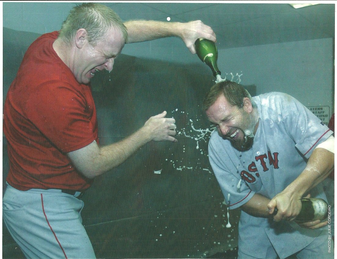 Boston Red Sox Curt Schilling Kevin Millar 2004 Clubhouse Celebration 2005 Pinup Photo 8x10 !