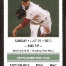 New York Yankees Boston Red Sox 2013 Ticket Mike Napoli 2 Jonny Gomes HR Gardner Cano