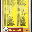 1981 Topps baseball Card Checklist # 31 Cards 1-132 nr mt