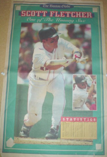 Boston Red Sox Scott Fletcher Laying Down a Bunt 1993 Boston Globe Poster