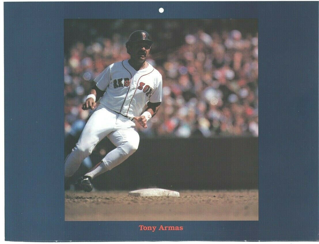 1985 Boston Red Sox Pinup Photo Tony Armas Rounding 2nd 8x10