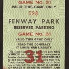 1980's Boston Red Sox Fenway Park Reserved Parking Ticket