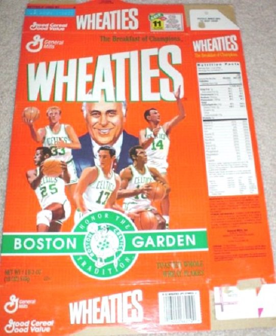 1995 Boston Celtics Boston Garden Wheaties Box Larry Bird Bob Cousy Red Auerbach