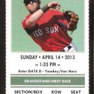 Tampa Bay Rays Boston Red Sox 2013 Ticket Dustin Pedroia Clay Bucholtz Mike Napoli