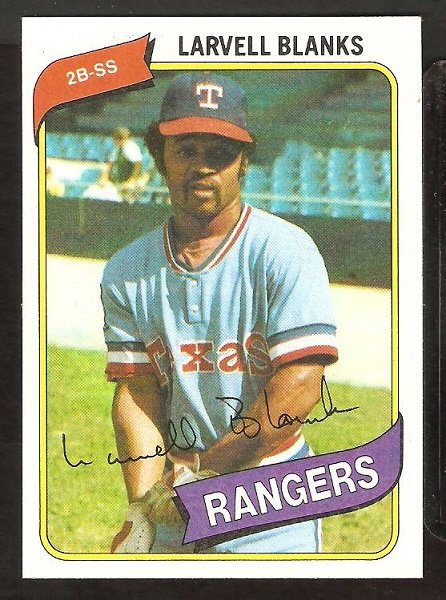 Texas Rangers Larvell Blanks 1980 Topps Baseball Card # 656 nr mt
