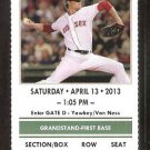 Boston Red Sox Tampa Bay Rays 2013 Ticket David Ross HR Shane Victorino Jacoby Ellsbury Jon Lester