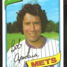 New York Mets Bob Apodaca 1980 Topps # 633 Baseball Card