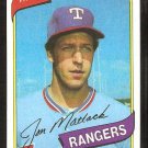 Texas Rangers Jon Matlack 1980 Topps Baseball Card # 592 nr mt