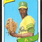 Oakland Athletics Mike Norris 1980 Topps Baseball Card # 599 nr mt