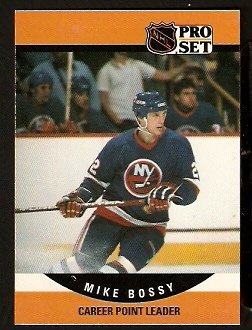 NEW YORK ISLANDERS MIKE BOSSY POINT LEADER 1990 PRO SET # 650