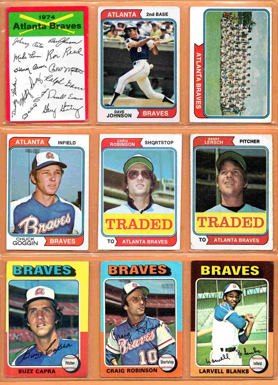1974 1975 1976 Atlanta Braves Team Lot 15 diff Dave Johnson Team Card Darrell Chaney !