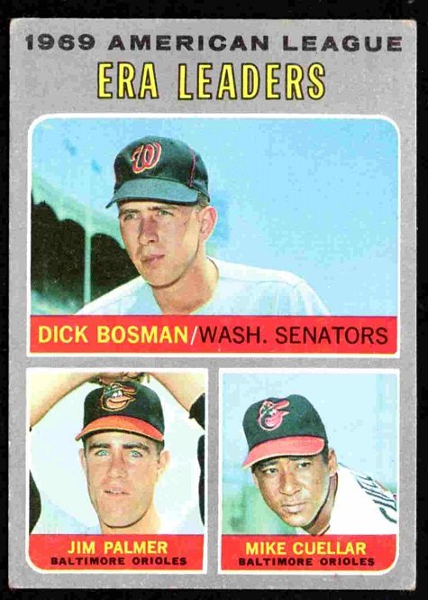 1970 Topps #68 ERA Leaders Baltimore Orioles Washington Senators vg+
