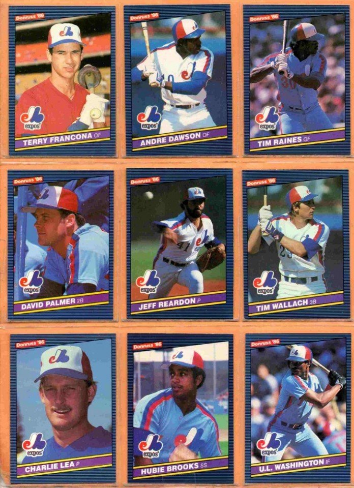 1986 Donruss Montreal Expos Team Lot 20 diff Andre Dawson Tim Raines Terry Francona Jeff Reardon