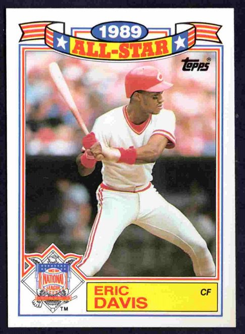 Cincinnati Reds Eric Davis 1990 Topps Glossy All Star Baseball Card #7 nr mt  !