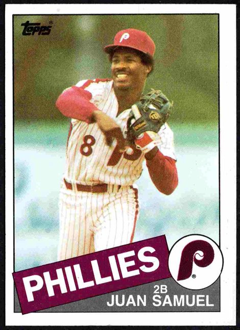 Philadelphia Phillies Juan Samuel 1985 Topps Baseball Card #265 nr mt