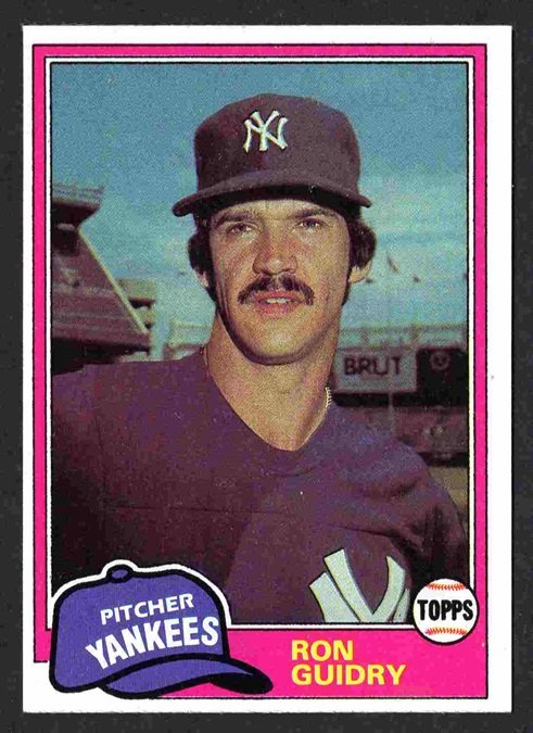 1981 Topps Baseball Card # 250 New York Yankees Ron Guidry nr mt
