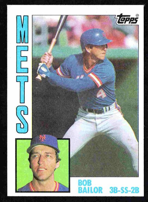 New York Mets Bob Bailor 1984 Topps Baseball Card #654 nr mt
