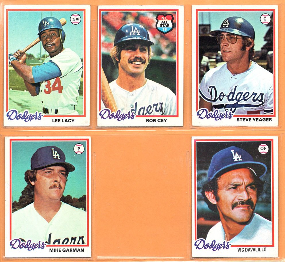 1978 Topps Los Angeles Dodgers Team Lot 5 diff Ron Cey Steve Yeager lee Lacy