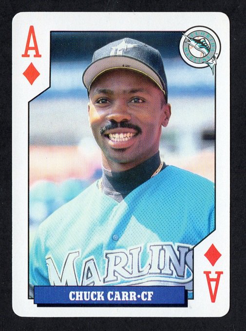 Florida Marlins Inaugural Year Chuck Carr 1993 Baseball Rookies Playing Card #AD nr mt