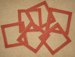 Lot of 6 primitive 6x6 frames in barn red - NEW