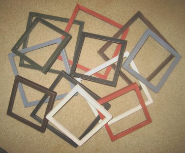 Primitive picture frames - 12 - 6x6's & 8x8's - 6 each - 6 different colors