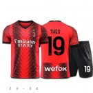 AC Milan 23/24 THEO 19 Shirt Jersey Kids Home Children Soccer Shirt youth Shirt Jersey Kit