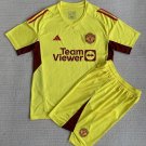 Manchester United 23/24 Jersey Goalkeeper Kids Children Soccer Shirt youth Jersey Kit M-U