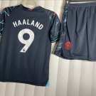 Haaland #9 Manchester City Youth Kids Shirt Jersey Shorts Third