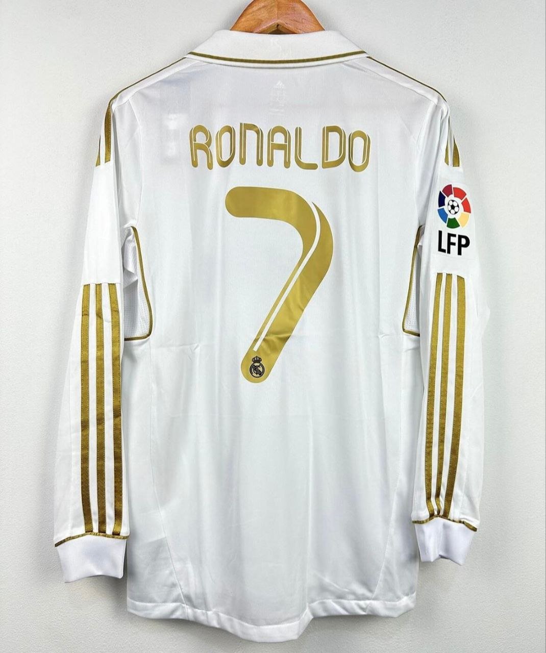 Real Madrid 2011-12 #7 Ronaldo White long sleeve jersey