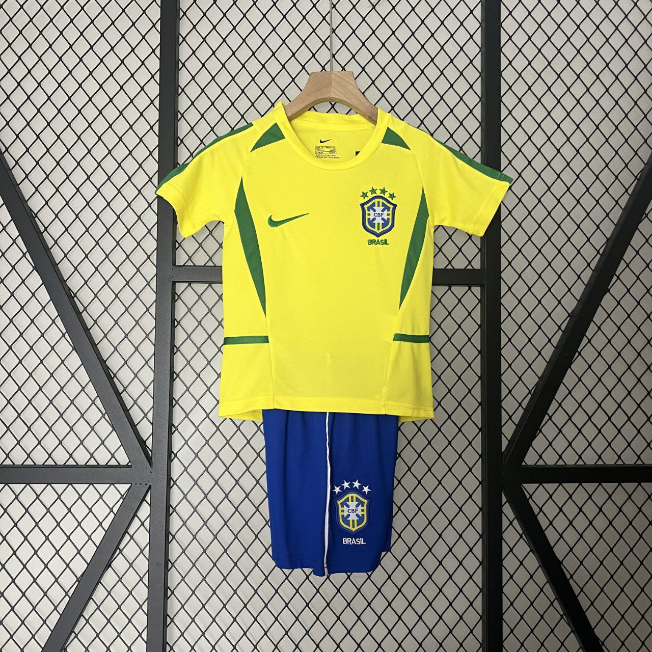 Brazil 2002 Retro Shirt Jersey Home Kids Youth Shirt Jersey