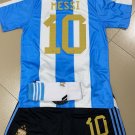 Messi Argentina 2024 Shirt Jersey Youth Kids Shorts Set Home